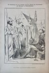 Braakensiek, Johan (1858-1940) - [Original lithograph/lithografie by Johan Braakensiek] De benoeming van een opvolger van Jhr. Schorer als Commissaris der Koningin in Noord-Holland, 3 Januari 1897, 1 pp.