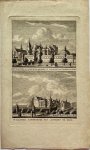 J. Bulthuis, K.F. Bendorp - Antieke prent Zeeland: Het Kasteel Zandenburg by Veere, in Welstand van Vooren te Zien. / 't Kasteel Zandenburg van Agteren te zien.