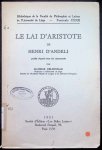 Maurice Delbouille - Le Lai d'Aristote de Henri D'Andeli publié d'après tous les manuscrits