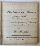 TONEEL, SLUIJTER - [Manuscript 1850, Theatre] Bertram de matroos. Tooneelspel in 4 bedrijven naar het Fransch van J. Bouchardy, door D. Sluijter, voor de eerste maal op den Stads-Schouwburg opgevoerd den 12 October 1850. Manuscript, 156 p, 4°, gebonden.