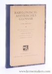 Bezold, Carl. - Babylonisch-Assyrisches Glossar. Nach dem Tode des Verfassers unter Mitwirkung von Adele Bezold zum Druck gebracht von Albrecht Götze.