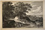 Gabriël Perelle (1603-1677), Jean le Blond II (1635?-1709) - Antique print, etching | Italianate landscape with a group of sitting figures, published ca. 1650, 1 p.