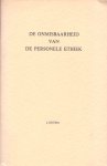 Douma, J. - De onmisbaarheid van de personele ethiek [Kamper Bijdragen nr. 7]