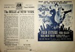Astaire, Fred - Affiche voor de filmvertoning van de Amerikaanse film The Belle of New York, met Fred Astaire in de hoofdrol, in het City Theatre in Bogor Java).