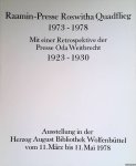Flach, Adolf - Raamin-Presse Roswitha Quadflieg 1973-1978. Mit einer Retrospektive der Presse Oda Weitbrecht 1923-1930
