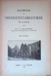 Molhuysen, Dr. P.C. - Geschiedenis der Universiteits-Bibliotheek te Leiden