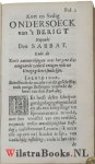 Lodenstein [Lodensteyn, Lodensteijn], Jodocus van - Kort en sedig ondersoeck van ʹt berigt nopende den sabbat, ende de korte aanmerckingen over het gene dies aangaande zederd enigen tijdt tot Utregt geleert soude sijn