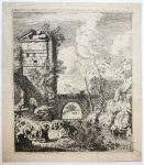 Albert Meyering (1645-1714) - [Antique print, etching] Landscape with a ruined tower, published 1695, 1 p.
