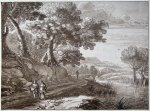 Cornelis Ploos van Amstel (1726-1798), Cornelis Brouwer (1733-1803), after Herman van Swanevelt (1603 ca.-1655) - Antique printdrawing | Landscape with three travellers, published 1821, 1 p.