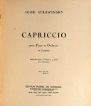 Strawinsky, Igor: - Capriccio pour piano et orchestre en 3 parties. Réduction por 2 pianos à 4 mains par l`auteur