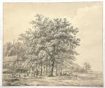 Anonymous artist (Dutch, 19th century) - [Antique drawing, 19th century] Landscape with a farmhouse (antieke tekening landschap met boerderij), made 19th century, 1 p.