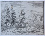 Allard van Everdingen (1621-1675) - [Antique print, etching] The man between the two fir-trees, published ca. 1631-1675, 1 p.