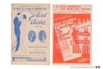 Battaille-Henri, Lucien Besnard, René Sarvil, Max François. (Kramer illustr.) - 5 partititions musicales (fox-trot chanté). Pt. format: 1) Battaille-Henri et Ch. Pothier (paroles) et René Mercier (musique). Je vous aime... Fox-trot. Le succès de la revue de Marigny 1922 chanté et dansé par Fabris et Gilbert Battaille. - ...