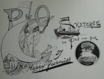 Harry Furniss - P & O Sketches in Pen and Ink. A voyage on a Peninsula & Oriental steamer.  Herdruk 1987 van een eerdere editie van ca. 1900. Tekst op linker en tekening op rechter bladzijde.