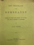 VETH, J., - Een bijdrage over Rembrandt. Lezing op 15 maart 1899 gehouden voor de leden van "Arti et Amicitia" te Amsterdam.