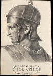  - [Two original drawings, 19th century] Horatius by G.v Laren ft (?) and other Roman soldier, 19th century, 1 p.