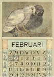 HOYTEMA, Theo van [HOIJTEMA] - Kalenderblad T. v. Hoytema - Wit en zwart kouw - februari - kalenderjaar 1915.