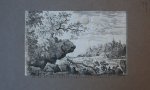 Allard van Everdingen (1621-1675) - [Antique landscape print, etching] The branch in the water, published 1631-1675, 1 p.