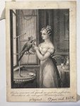 Stober, Franz. - Print ca 1830 | Print of girl and parrot with text in German, made by Franz Xaver Stöber, 1 p.