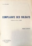 Ledent, Robert: - Complainte des soldats. Poëme de Paul Fort