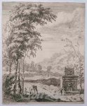 MEYERING, ALBERT, - Landscape with mule and fountain
