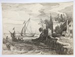 Claes Jansz Visscher (1586/87-1652) after Cornelis Claesz. van Wieringen (1577-1633) - [Antique print, etching] Ships near a coast [AMAENIORES ALIQUOT REGIUNCULAE]/Schepen nabij de kust, published 1613.