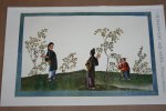 - Oude kleurenchromo - Theeplukkers in China - circa 1905