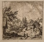 Allard van Everdingen (1621-1675) - [Antique print, etching/ets] The Hamlet on the mountainous ground/Huizen in de bergen, published ca. 1650, 1 p.