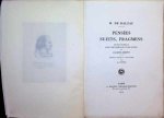 H. De Balzac - Pensées sujets , Fragmens