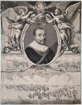 Cornelis van Dalen I (1602-1665), after Simon Jacobsz. de Vlieger (1600-1653), and after Willem van de Velde I (1610-1693) - [Antique portrait print, engraving] Maerten Harpertsz. Tromp (1598-1653) and the seabattles of Duinkerke and Duins, published 1640, 1 p.