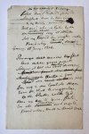 VERWEY - [Concept poetry 1826] Klad ontwerp voor vers in 't album van Verwey, d.d. Groningen 18-6-1826, 1 p, manuscript.