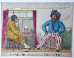 Roberts, Piercy (fl. 1795-1824) after Woodward, George Moutard (ca. 1765-1809) - [Hand colored etching/Handgekleurde ets] A sailor sitting for his miniature/Zeeman poseert.