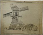 Leendert Klaas Cornelis Prins (1887-1957) - [Modern drawing, black chalk] A standard mill (Standaardmolen), ca. 1920-1940, 1 p.