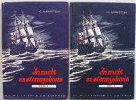 Blankesteijn G, ill. Overbeek G J - In nacht en stormgebruis Lesboekje over de vaderlandse geschiedenis voor de lagere school Met vragen deel 1, 78 pp & deel 2, 95 pp