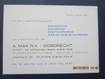 A. Mak N.V. - Dordrecht  Kunst- en Antiekveilingen sinds 1839 - Reclamekaart met tekst: Van heden af gelegenheid tot bijvoeging voor de NAJAARSVEILING 1966
