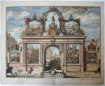 Romeyn de Hooghe (1645-1708) - [Antique print, hand colored etching, The Hague, 1691] Eerepoort op de Markt / Arc de Triomphe sur le Marché [Willem III te 's Gravenhage], published 1691, 1 p.