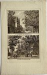 J. Bulthuis, K.F. Bendorp - Antieke prent Zeeland: T' Raadhuis te Arnemuiden. / De Kerk te Arnemuiden.
