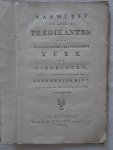 Fremerij, Joannes de. - Naamlijst van alle de predikanten der Nederduitsche Gereformeerde Kerk te Middelburg, sedert de openbare invoering der kerk-hervorming, aangevangen den 20. februarij 1574, tot op dezen tegenwoordigen tijd.