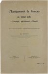 Gessler Jean - L'enseignement du Français au temps jadis à  l'étranger, spécialement à  Hasselt: notes bibliographiques et historiques