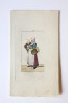  - Handgekleurde ets/Handcolored etching: Standing woman holding a child [plate 21 from "Zinspelende gedigjes, op de geestige printjes ge-etst door Pieter de Mare...", 1793]