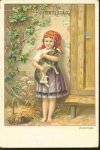 Van houten's Cacao - Meisje met poes in de armen en rode hoofddoek - Girl with cat in the arms and red headscarf