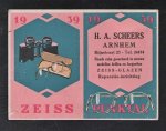 n.n - ZEISS - Jaarkalender reclame - (H.A. Scheers - Arnhem) 1939