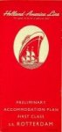 Holland-America Line - Preliminary Accommodation Plan First Class s.s. Rotterdam