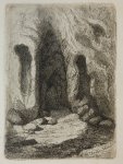 Schaepkens, Alexander (1815-1899) - Etching, engraving and drypoint/Ets, gravure en naald: Cave withing rocks (Grot in de rotsen).