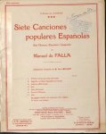 Falla, Manuel de: - Siete canciones populares Españolas. Adaption française de M. Paul Milliet. Le recueil complet, voix élevées