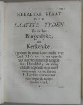 Jungius, Johannes Ernestus (Predikant te Zutphen) - De Verborgentheit der laatste Tyden die aanstaande zyn, Geopent, in eene volgens den betoogtrant der Wiskundigen ingerigte Verklaaring van de twee Eerste Verssen van het XIVde hoofdstuk van den Propheet Zacharias, (...) Tweede Druk.
