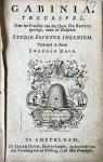 [Feitama, Sybrand (vert.)]; David Augustin de Brueys - Theatre play 1756 | Gabinia, treurspel. Vertaald uit het Frans. Onder de zinspreuk Studio Fovetur Ingenium. 2e druk. Amsterdam, Izaak Duim, 1756.