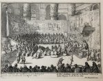 Pickaert, Pieter (1668/1669-1732/1737), attributed to - [Original etching/ets] 'Koning William III verschynt in syn koninglyk gewaat int parlement'; King William III in Parliament; 1689.