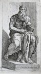 Perrier, François (1594-1649), after Michelangelo (1475-1564) - [Original etching/originele ets] Michelangelo's Moses ['Segmenta nobilium signorum et statuarum.', 1638]/De mozes van Michelangelo in de Sint Pieter in Vincoli in Rome.