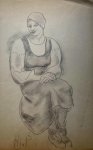 Harry J. van Piggelen (1889-1961) - Modern drawing | A seated woman, dating ca. 1920, 1 p.